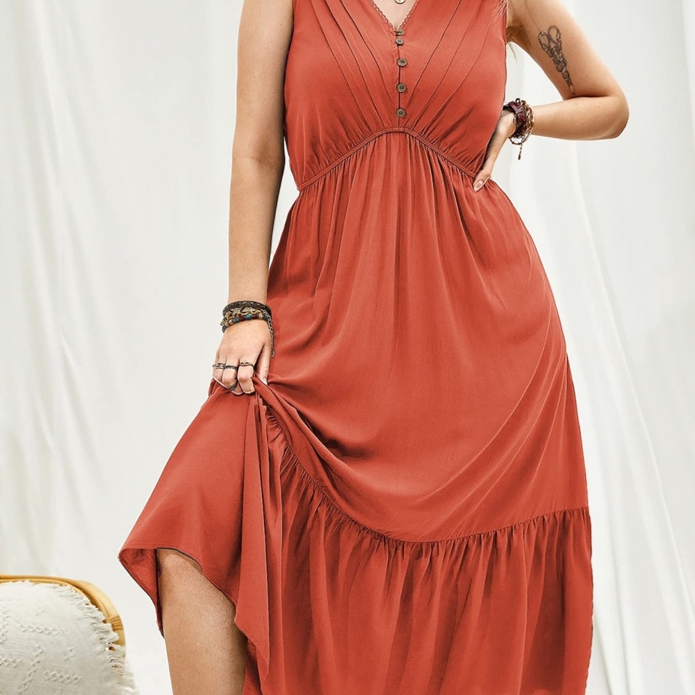 Bo Ho | Bohemian free flowing sleeveless maxi dress Rusttydustty 2XL
